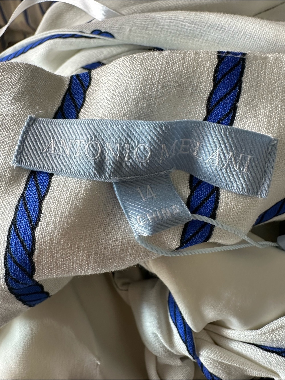 ANTONIO MELANI White and Blue Striped Knot-Front Maxi Dress - Picture 12 of 12